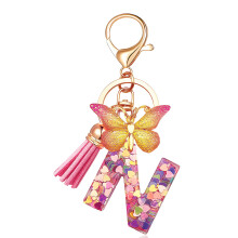 Butterfly Keychain for Women with Tassel Pink Purple