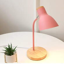 Lampe de table en bois E27 avec tête orientable, lampe de bureau rétro pour chambre et bureau