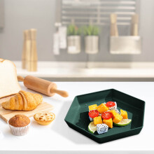Hexagonal Serving Tray 1PC, Versatile Food Tray 8.86x7.68x1.38in, Durable Snack Platter for Home Party, Game Night, and Outdoor Barbecue Gifts(Green)