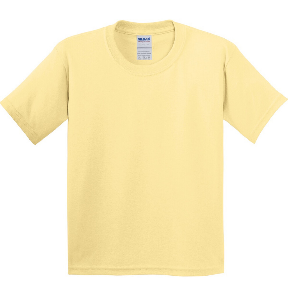 Gildan (M, Yellow Haze) Childrens Unisex Heavy Cotton T-Shirt (Pack Of 2)