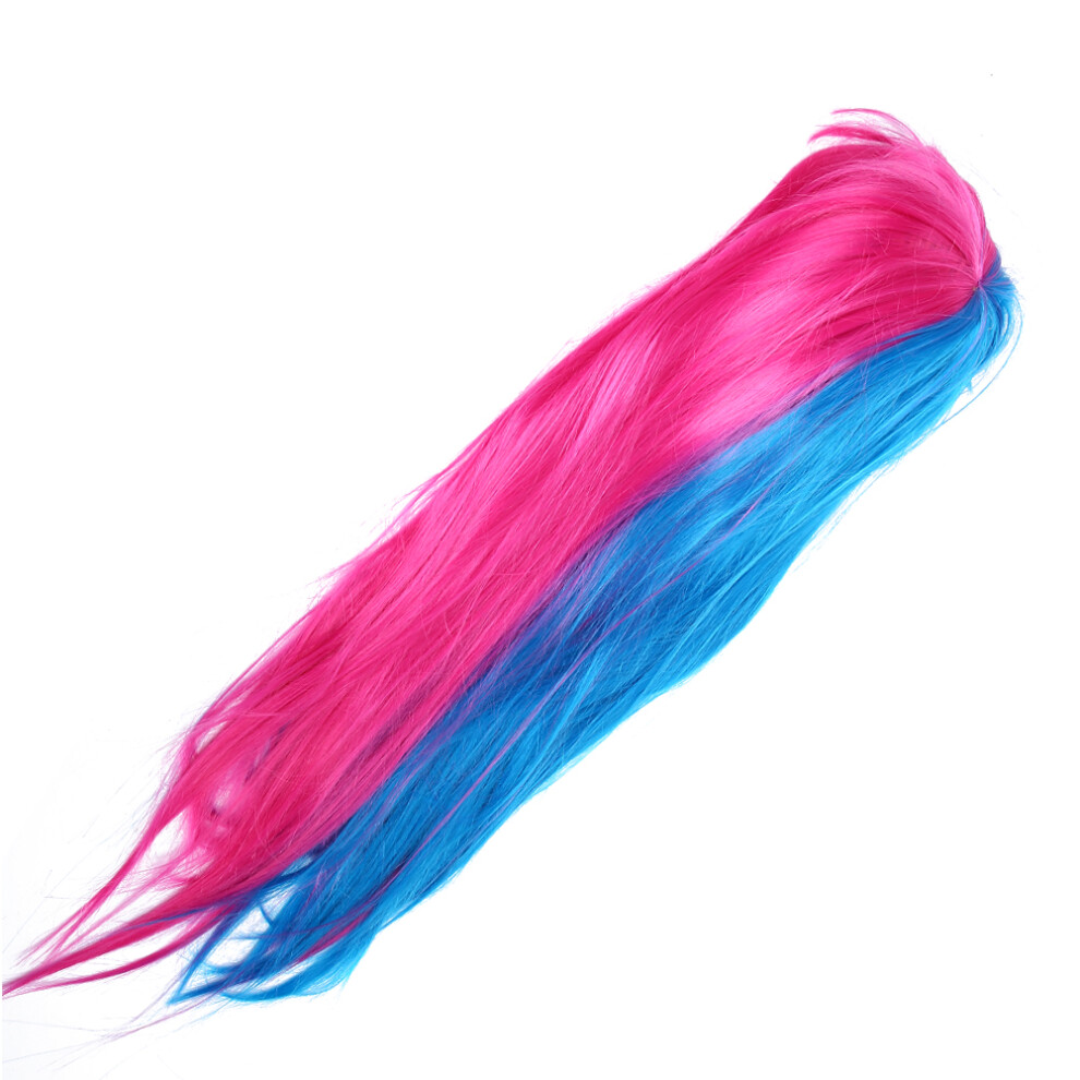 Unisex Blue,Red Blue Rose Red Long Wig Full Fringe Synthetic