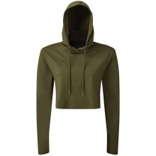 (M, Olive) TriDri Womens/Ladies Cropped Long-Sleeved T-Shirt