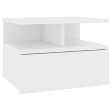vidaXL Floating Nightstand Home Interior Bedroom Furniture Wall-mounted Bedside Table Cabinet Floating Shelf with Drawer White Chipboard