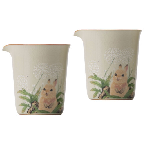 2Pcs Small Beige Ceramic Milk Jug Multi-Use Creamer Pitcher for Coffee 2