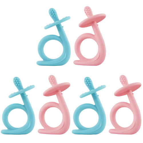 6Pcs Baby Chewing Toys Silicone Infant Molar Teethers Assorted Colors 1