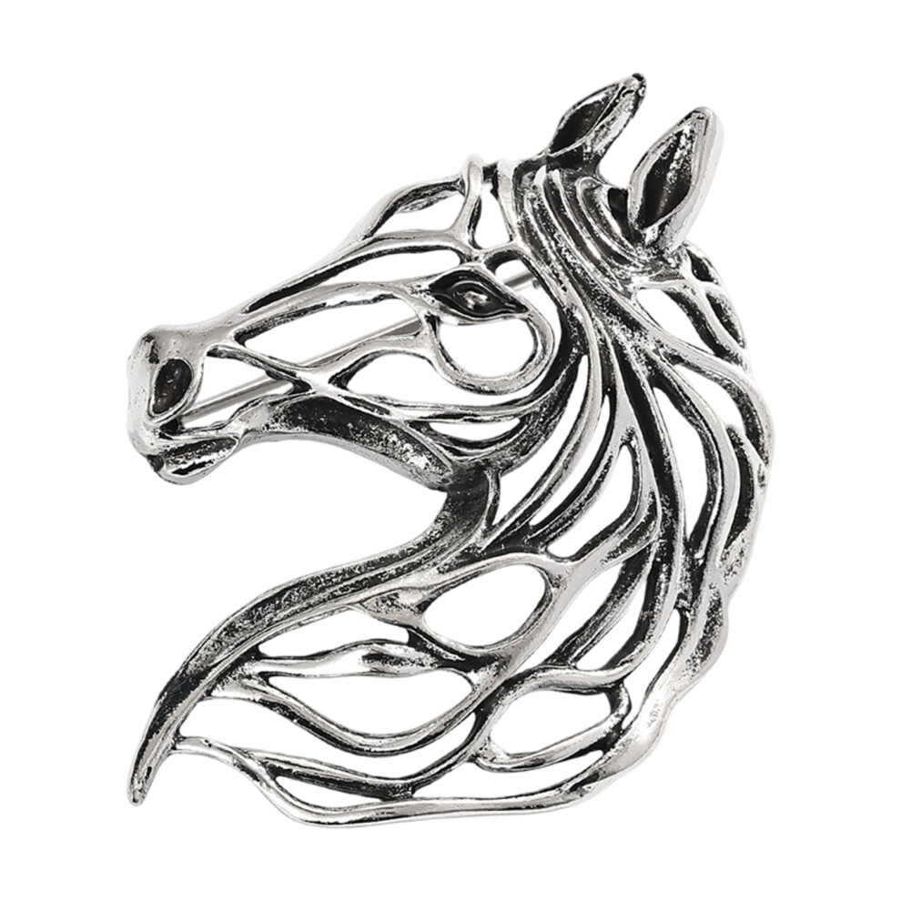 Light/Silver Refined Hollow Cut Horse Brooch Alloy Corsage Pin