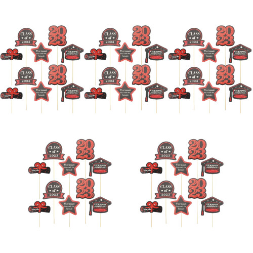 5Sets Red Graduation Patterns Vase Cards Ornaments Flower Vase Inserts 1