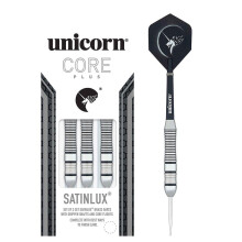 (24g, Silver/Black) Unicorn Core Plus Satinlux Darts (Pack of 3)