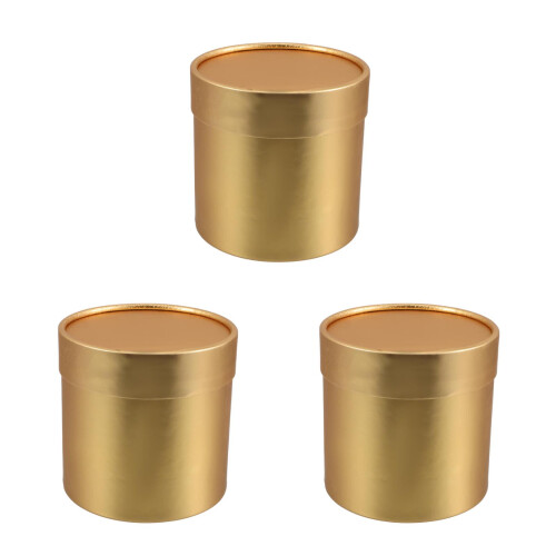 3Stk Papierbox Gold Elegante Blumenpräsent Box Mit Deckel 2