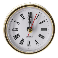 Quartz Clock Insert 2.55 Inch Roman Numeral White Face Gold