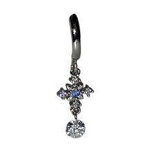 Elegant Blue Crosses Hoop With Matching Dragon Claw Studs-B