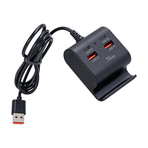 USB-Ladeadapter mit 2 USB- und 2 Typ-C-Anschlüssen,-Schwarz