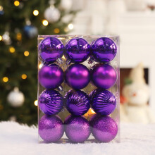 Christmas Decorations Set Purple Shatterproof Balls 24 pcs