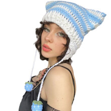 Slouchy Knitted Cat Ear Hat for Girls Y2K Style