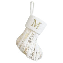 Personalised Soft Christmas Letter Stocking, 6.7 in, White Cuff, Xmas Gift for Tree or Fireplace (M)