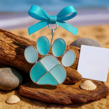 Handmade Imitation Sea Glass Ornament, 2D Flat Plastic & Wire Pendant, Cute Christmas Tree & Home Decor, Holiday Party Gift (H)