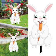 Happy Easter Yard Signs Stakes Acrylic Cute Rabbit Carrot Outdoor Sign Decor Outside Yard Garden Party Decor Ornaments Party Supplies