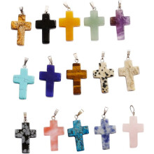 25pcs Lots Cross Shape Charms Pendant Healing Crystal Quartz Chakra Beads for DIY Jewelry Making $0.75/pcs