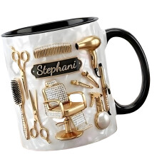 Fashion Ceramic Cup Ergonomic Handle Hair Stylist Mug-Black