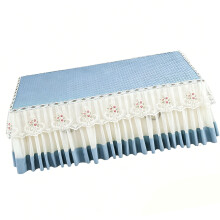 Velvet Fabric Tablecloth Ruffle Lace Tea Table Cover For-Blue