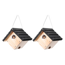 Outdoor Bird Nest Box Wooden Nest for Bird Hummingbird-Black
