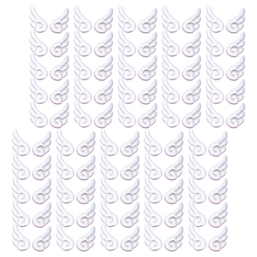 100Pcs Assorted Color Fabric Wing Appliques Cloth Wing-silver