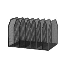 Metal 7-Section File Folder Organizer for Desk Vertical Office File Holder Duty Mesh Document Sorter for Books, Binder
