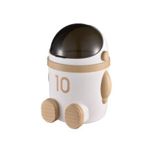 Home Decor Large-Astronaut-Themed Trash Can with Lid Capacity, Ideal for Living Room & Bedroom, Khaki
