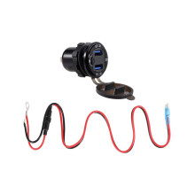 QC 3.0 Dual-USB-Kfz-Ladegerät 12V/24V mit Kontakten für Boot, Motorrad, LKW, Transporter, Schwarz