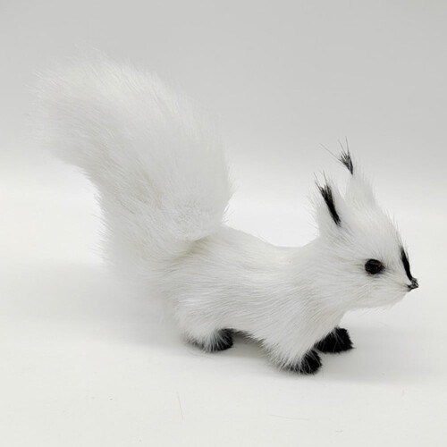 Artificial Squirrel Plush Figurine White Miniature