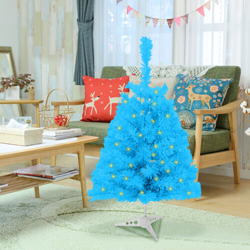 Blue Pre-Lit LED Christmas Tree Hinged Spruce Mini 2