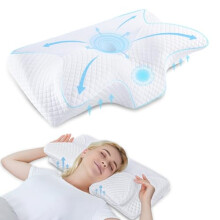 HOMCA Ergonomic Cervical Pillow Memory Shape Pillow, Orthopedic Neck Support Pillow, Washable Cover