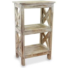 livasia Unique Rustic Bedside Table, Handmade Bali Furniture, Choose Colour (Indonesia) (Whitewash)