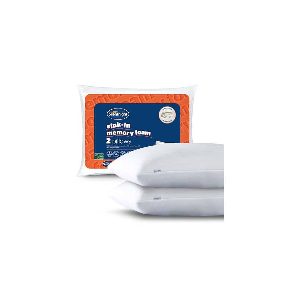 Photos - Pillow Silentnight Sink-In Memory Foam Shell  - Filled with Springy Bounceback Fibres for Support and Comfort - Ideal for Bac 