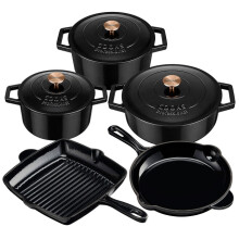 (Black) Cooks Professional Set of 5 Cast Iron