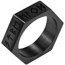 Zeshoekige geometrische ring van roestvrij staal, unisex, maat 8-13