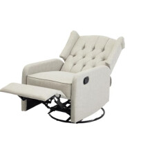 Home Detail Recliner Armchair Grey Fabric Tartan Fabric Wing Back Recliner Armchair With Swivel (Grey)