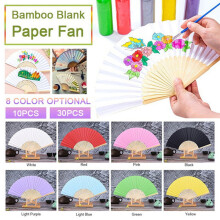 Bamboo & Paper Folding Hand Fan White 21 cm