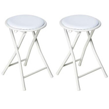 Nyxi Set of 2 Round Compact Folding Stool for Home Office (2 X Stool, White)