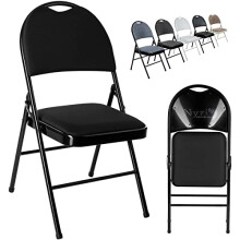 Nyxi Set of 2 Folding Chairs Premium Quality with Padded Fabric or PVC Seats, Metal Frame, Foldable Chair Home Office Dinning, Heavy Duty,