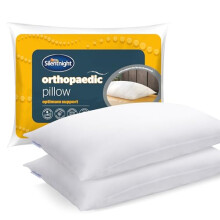 Silentnight Orthopaedic Pillow Pair - Support Head and Neck for Spinal Alignment to Ease Aches and Pains - Filled with Foam and Hollowfibre Covered in