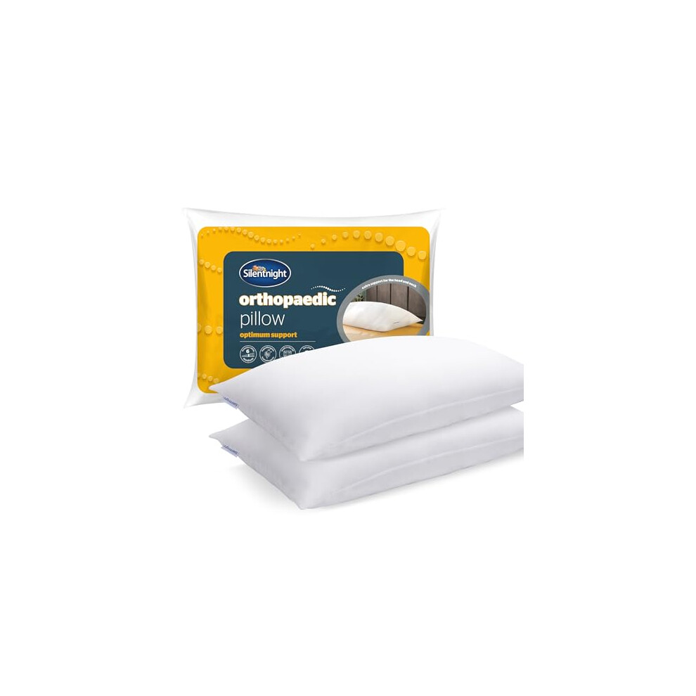 Silentnight Orthopaedic Pillow Pair - Support Head And Neck For Spinal Alignment To Ease Aches And Pains - Filled With Foam And Hollowfibre Covered In