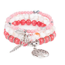 Beaded Bracelets for Women, Healing Stone Crystal Bracelets Tree of Life Bracelet Yoga Stretch Chakra Bracelet Set Jewelry Gifts