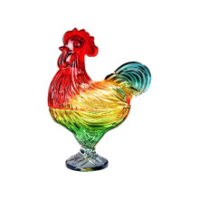 Colorful Stained Glass Rooster Candy Jar with Lid – Decorative Storage for Snacks & Dried Fruit, Handcrafted Home Decor (Compatible with Kitchen &