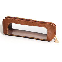 Transparent leather pencil case large capacity