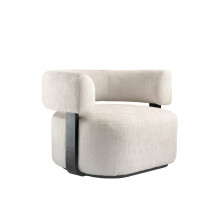 MY Furniture Pax Accent Chair in Taupe Chenille Fabric/Modern Curved Backrest with Plush Upholstered Seat/Black solid Wood Frame/Luxurious