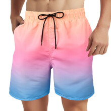 Big & Tall Men's Quick-Dry Hawaiian Beach Shorts with Pockets, Liner & Elastic Waist – Compatible with Swim Trunks – Pink, Size M