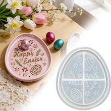 Egg & Bunny Tray Resin Happy Easter Tray Silicone Resin Set Decorative Plate for Candy Jewelry Storage Keys Holders Spring Easter, 14*12 B