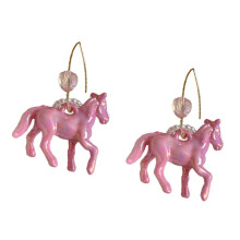 Oorbellen met paardenhaken van hars en parels, schattige dierenoorhangers voor feestjes, stijlvolle oordruppels, modeaccessoire.