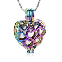 Hollow Heart Memorial Pendant Necklace Stainless Steel
